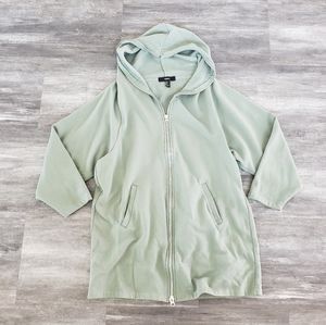 Olive Muted F21 Longline Hoodie Zip Up
